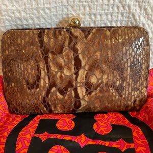 Tory Burch snakeskin clutch with strap
